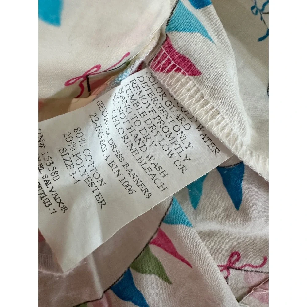 Eleanor Rose Georgia Dress Banners Pink Stripe Flag Print Boutique Kids Size 3-4